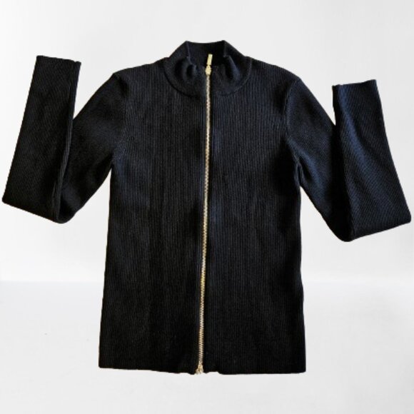 Alexia Admor Slim Fit Zip Up Black Cardigan Sweater Size Medium - Picture 4 of 15